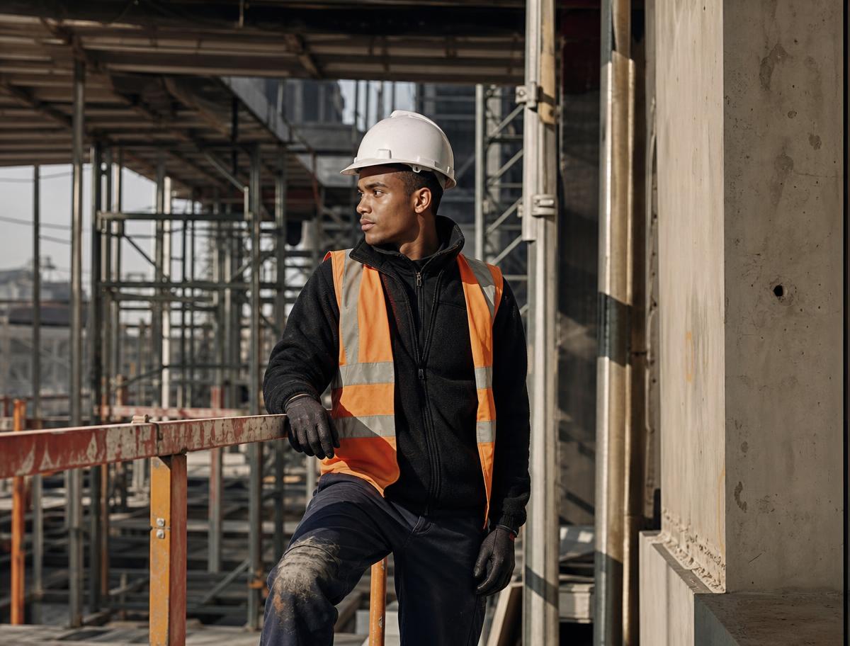 Talent en tenue de sécurité sur un chantier de construction